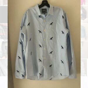 Bonobos Blue Dress Shirt with Dino 
 Print